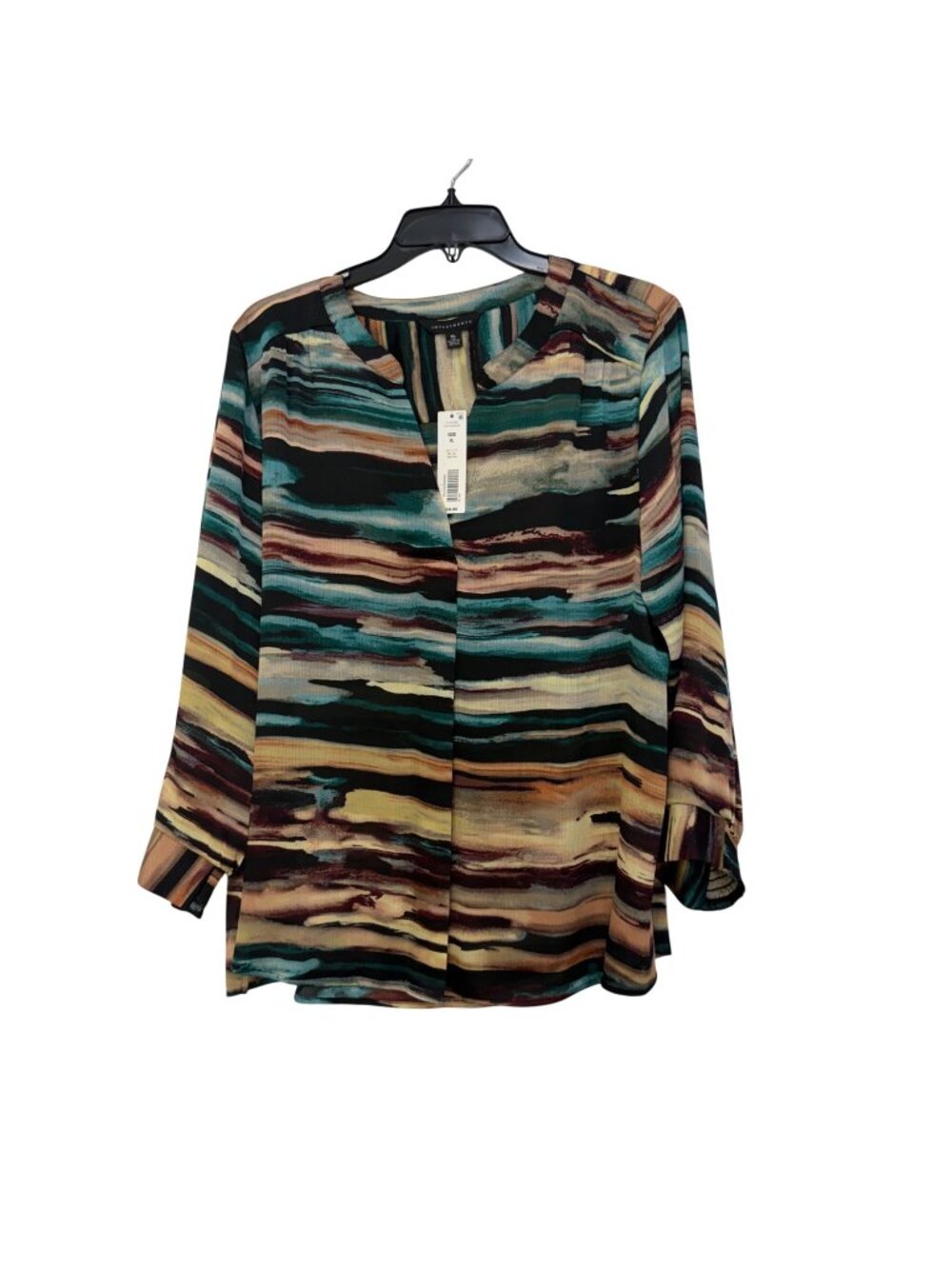Investments Women Multicolor Abstract Print Blouse Size XL Long Sleeves New